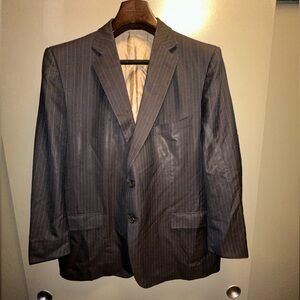 Zegna charcoal striped wool single breasted 15milmil15 blazer